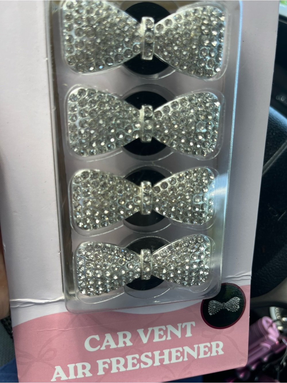 Silver Crystal Bow Car Vent Air Freshener - Women Accessories